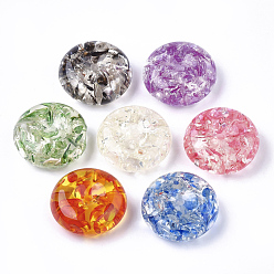 Mixed Color Resin Beads, Imitation Amber, Flat Round, Mixed Color, 34x12mm, Hole: 2.5mm