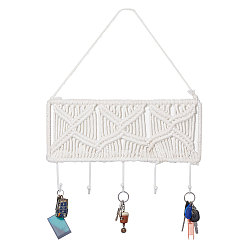 Floral White Bohemian Style Handmade Macrame Cotton Hanging Ornament, Hook Storage, Floral White, 305mm