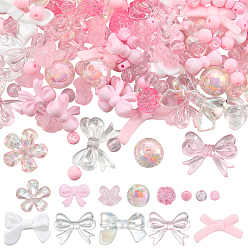 (52) Непрозрачная лаванда 100шт 10 стили непрозрачные и прозрачные акриловые бусины, бант, цветок и круг, разноцветные, 8~24.5x8~34x5.5~16 мм, отверстие : 1.2~3 мм, 10 шт / стиль