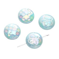 Небесно-голубой 2шт. УФ-покрытия акриловые бусины, плоский круглый с цветком и квадратный, голубой, 25x2 мм