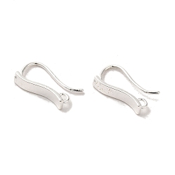 Silver Brass Ear Wire, Earring Hooks, with Loop, Silver, 17x3mm, Hole: 1.5mm, Pin: 0.8mm