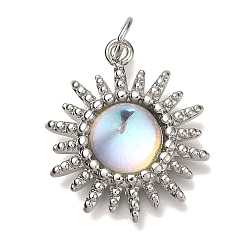 Платина Стойка металлическая латунная микропрофилированная кубическая циркония подвески, без кадмия и без свинца, долговечный, солнце, платина, 21x18x5.5 мм, отверстие : 3 мм