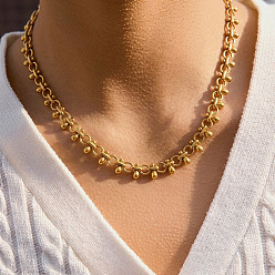 Real 18K Gold Plated 304 Stainless Steel Drop Link Chain Necklaces for Women, Real 18K Gold Plated, 15.55 inch(39.5cm)