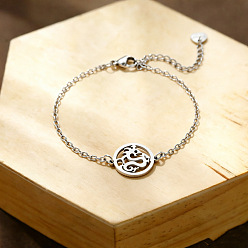 Stainless Steel Color 304 Stainless Steel Dragon Link Bracelets, Cable Chain Bracelets for Women, Tarnish Free, Stainless Steel Color, 6.69 inch(17cm)