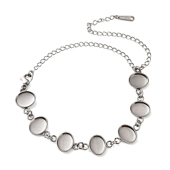 Stainless Steel Color Non-Tarnish 304 Stainless Steel Bracelet Making, with Oval Tray, Stainless Steel Color, 8.07 inch(20.5cm), Tray Size: 10x8mm
