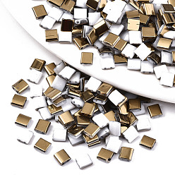 Темно-Золотистый Стеклянный бисер с отверстиями fgb 2, полутоновые цвета, квадратный, темные золотарник, 5x4.5~5.5x2~2.5 мм, отверстие : 0.5~0.8 мм, около 1180 шт / упаковка