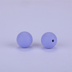 Lilac Round Silicone Focal Beads, Chewing Beads For Teethers, DIY Nursing Necklaces Making, Lilac, 15mm, Hole: 2mm