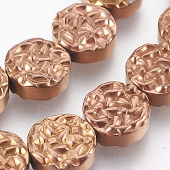 с Покрытием Меди Гальваническая немагнитная синтетическая гематитовая нить, плоско-круглые, с медным покрытием, 10x4 мм, отверстие : 1 мм, около 40 шт / нитка, 15.94 дюйм (40.5 см)