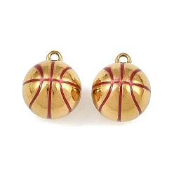 Basketball 316 хирургические подвески из нержавеющей стали, реальный 18 k позолоченный, ионное покрытие (ip), Баскетбол прелести, 14x11.5 мм, отверстие : 1.5 мм