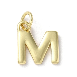 Letter M Acumular colgantes de chapado de latón, sin plomo y cadmio, larga duración plateado, real 18 k chapado en oro, letra m, 11.5x11.5x1.5 mm, agujero: 3.2 mm