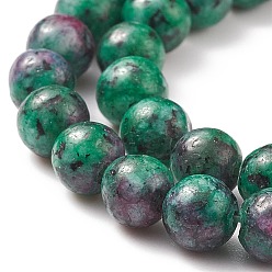 Gemstone Round Dyed Natural Gemstone Bead Strands,  Imitation Ruby in Zoisite Beads Strands, 8~9mm, Hole: 1mm, about 46pcs/strand, 15.3 inch