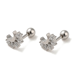 Платина 925 женские серьги из стерлингового серебра с микропаве из циркония, хрящевые серьги, луна, платина, 7.5x5 мм