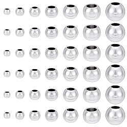 Silver Plated 150Pcs 7 Styles UV Plating Electroplating ABS Beads, Roudelle, Silver Plated, 8~20mm