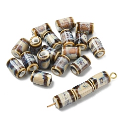 Верблюжий 20шт. фарфоровые бусины ручной работы, колонка, фантазии античного стекла фарфора, верблюжие, 10~11x6.5~7 мм, отверстие : 2~2.2 мм