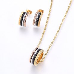 (52) Непрозрачная лаванда 304 нержавеющей стали ювелирных изделий, подвесные ожерелья и серьги, Кольца, разноцветные, 17.32 дюйм (44 см), 14.5x7x2 мм, штифты : 0.8 мм