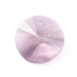 Pink Glass Charms, Faceted, Cone, Pink, 14x7mm, Hole: 1mm