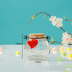 Прозрачный Стеклянная пустая бутылка для желаний в форме тыквы, с пробкой и ручкой, висячий стиль, для изготовления поделок, прозрачные, 7.8x7.8 см