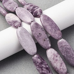 Лепидолит Натуральный лепидолит / пурпурный слюдяный камень бисер пряди, Плоско-овальные, 30x12.5x5.5 мм, отверстие : 1.2 мм, около 13 шт / нитка, 15.20'' (38.6 см)