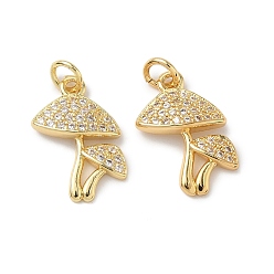 Золотой Латунные микро проложить кубического циркония подвески, гриб, с целью перехода в кольце, золотые, 18x14x2.5 мм
