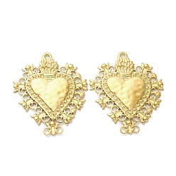 Настоящее золото 18K 304 из нержавеющей стали большие кулоны, ионное покрытие (ip), шарма сердца, реальный 18 k позолоченный, 59.5x49.5x2.5 мм, отверстие : 2.5 мм