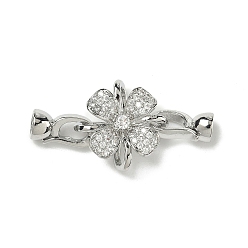 Платина Стойка покрытие цветок латунь проложить прозрачный кубический цирконий сложить застежки, без кадмия и без свинца, долговечный, платина, Цветок: 17x17x6 мм, застежка : 12x7x5.5 mm, внутренний диаметр: 3.5 мм