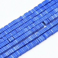 Blue Natural Agate Beads Strands, Dyed & Heated, Square Heishi Beads, Blue, 4.5x4.5x1mm, Hole: 0.5mm,  about 360pcs/strand, 15.9 inch
