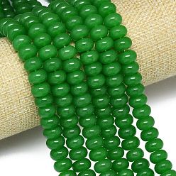 Зеленый Натуральный Malaysia нефритовые бусы пряди, окрашенная и подогревом, рондель, зелёные, 10~10.5x5.5~6 мм, отверстие : 1~1.2 мм, около 67~69 шт / нитка, 15.28''~15.47'' (38.8~39.3 см)