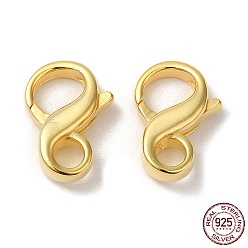 Настоящее золото 18K 925 стерлингового серебра застежкой омар коготь, с печатью 925, реальный 18 k позолоченный, 14x9.5x4 мм, отверстие : 3 мм