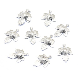 Платинированный Латунные подвески, без кадмия, без никеля и без свинца, лист, Реальная платина, 15.5x12x2 мм, отверстие : 1 мм