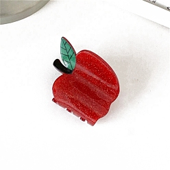 Красный Акриловые коготь заколки, аксессуары для волос для женщин и девочек, яблоко, красные, 50x35 мм