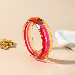 Red Faceted Transparent Resin Bangles for Women, Red, Inner Diameter: 2.56 inch(6.5cm)