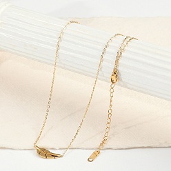 Настоящее золото 18K Ионное покрытие (ip) 304 ожерелья из нержавеющей стали с подвеской в виде листа и цепочкой для женщин, реальный 18 k позолоченный, 16.93 дюйм (43 см)