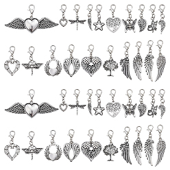 Платина 40шт 20 стили крыла сплав подвески украшения, Сплав с застежками когтя омара, старинное серебро и платина, 24~26 мм, 2 шт / стиль