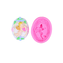 Ярко-Розовый Силиконовые формы для статуэтки ангела «сделай сам», Портретная скульптура, формы для литья из смолы, для уф-смолы, изготовление изделий из эпоксидной смолы, ярко-розовый, 3 мм, готово: 95x74x33мм