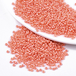 Light Salmon Frosted Opaque Glass Seed Beads, Fit for Machine Eembroidery, Baking Paint, Round, Light Salmon, 2.5x1.5mm, Hole: 1mm, about 20000pcs/bag