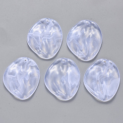 WhiteSmoke Acrylic Pendants, Imitation Gemstone Style, Petaline, WhiteSmoke, 41.5x33.5x5mm, Hole: 1.8mm, about 145pcs/500g