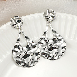 Teardrop Сплав мотаться серьги стержня, платина, слеза, 67x33 мм