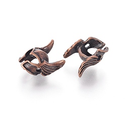 Красная Медь Сплавочные овальные бусины тибетского стиля , шлем с крылом, Красная медь, 15x12x9.5 мм, отверстие : 1.6 мм