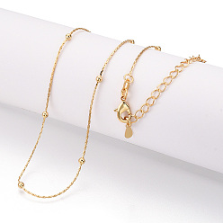 Настоящее золото 18K Ожерелья из латунных шариков с цепочкой «Бостон», с карабин-лобстерами , реальный 18 k позолоченный, 17.72 дюйм (45 см), 0.5 мм