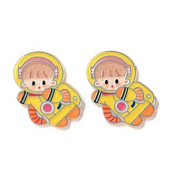 Yellow Cartoon Acrylic Cabochons, Astronaut, Yellow, 31.5x21.5x2mm