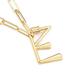 Letter E Brass Screw Carabiner Lock Pendant Necklaces, Initial Necklaces, with Paperclip Chains, Letter, Golden, Letter.E, 18.03 inch(45.8cm), Letter E: 31x19.5x2.7mm