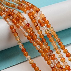 Red Agate Природный агат бисер нитей, окрашенная и подогревом, круглые, 4 мм, отверстие : 0.8 мм, около 92 шт / нитка, 15 дюйм