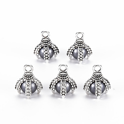 Серый Подвески из сплава в тибетском стиле, абс пластиковые жемчужные бисера, без кадмия и без свинца, коготь, серые, 14x11x11 мм, отверстие : 2 мм