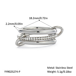 Edelstahl Farbe 304 Edelstahl-Fingerringe für Damen, stapelbare Ringe, Edelstahl Farbe, Innendurchmesser: 18.2 mm
