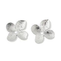 Платина Шапочки и конусы для бусин, латунные, 4-лепестков цветка, платина, 14x14x1.5 мм, отверстие : 1.6 мм