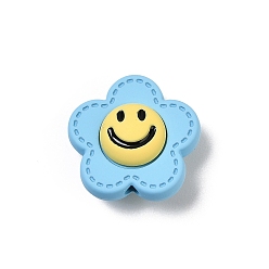 Синий Окрашенного распылением сплава бисер, цветок, без свинца, без никеля и без кадмия, синие, 15.5x16x8 мм, отверстие : 1.4 мм