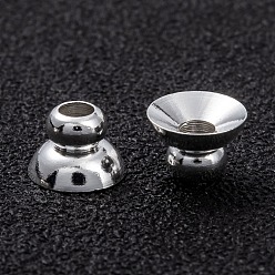 Посеребрённый Латунные бусины колпачок, долговечный, безлепестковый, 925 серебро покрытием, 6x4 мм, отверстие : 2 мм