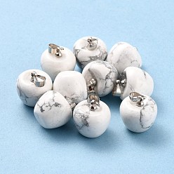 Говлит Природные подвески Говлит, с петлями из платиновой латуни, яблоко, 14~15x14x14 мм, отверстие : 6x3 мм