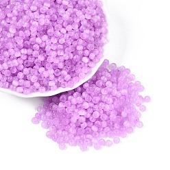 Орхидея Стеклянный бисер в стиле волочильного станка, круглые, имитация шарики глаза кота, круглое отверстие, сиреневые, 4x3 мм, отверстие : 1.4~1.8 мм, Около 7500 шт / фунт