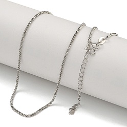 Платинированный Ожерелья-цепочки из латуни для женщин из пшеницы, Реальная платина, 17.72 дюйм (45 см)